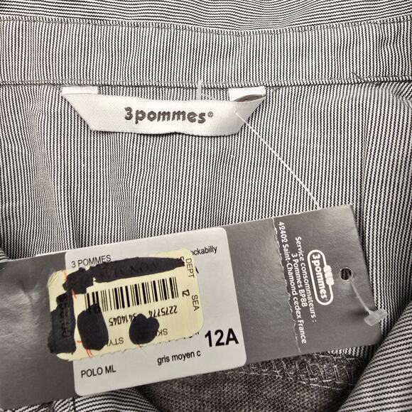 NEW NWT Boy's 3pommes Gray Collared Layered Look Long Sleeve - Size 12 - Picture 8 of 9